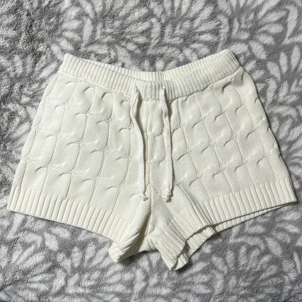Anthropologie Saturday Sunday Ivory/Cream Cable Knit Shorts Sz S